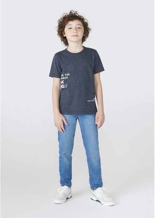 Calça Jeans Infantil Menino Slim Com Elastano - Azul Médio