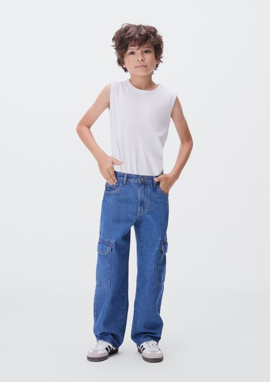 Foto do produto: Calça Jeans Cargo Infantil Menino - Azul
