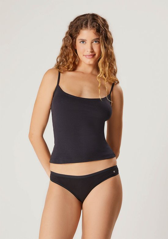 Foto do produto: Calcinha Tanga Em Algodão - Preto