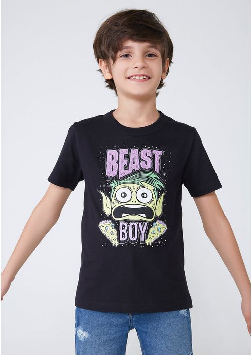 Camiseta Infantil Unissex Teen Titans Go Estampada - Preto