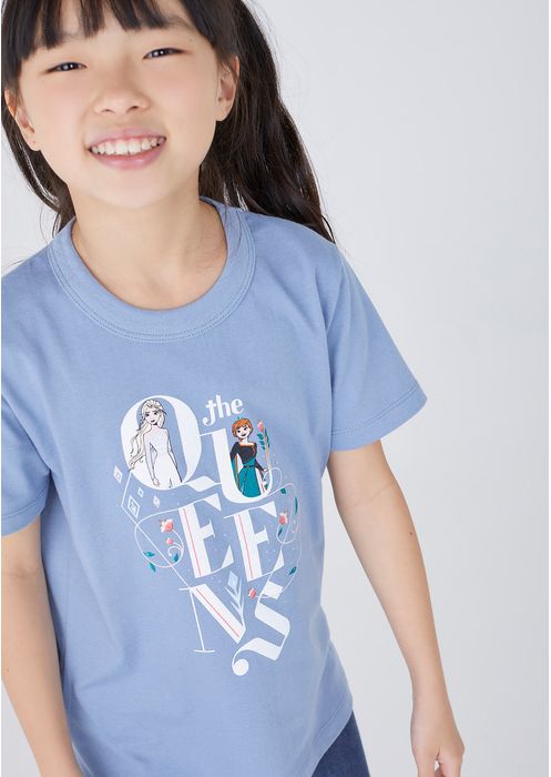 Camiseta Infantil Princesas Disney Unissex Estampada - Azul