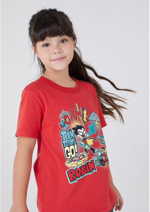 Camiseta Infantil Teen Titans Go Unissex - Vermelho