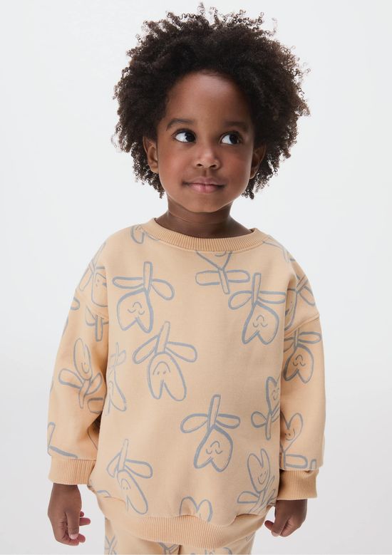 Foto do produto: Blusão Infantil Menina Toddler em Moletom Estampado - Bege