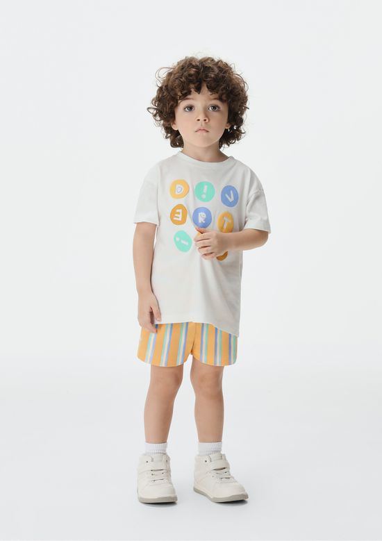 Foto do produto: Conjunto Curto Infantil Menino Toddler Em Moletom - Off white