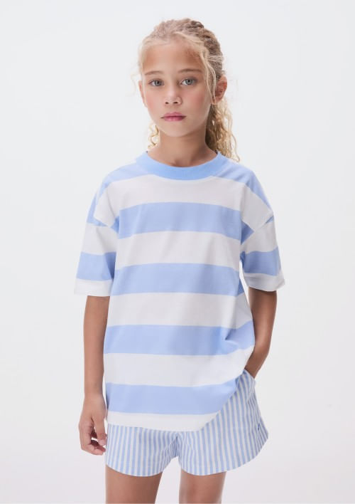 Foto do produto: Blusa Manga Curta Infantil Menina Estampada - Azul