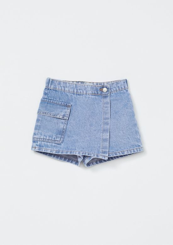Foto do produto: Shorts Saia Jeans Infantil Menina - Azul