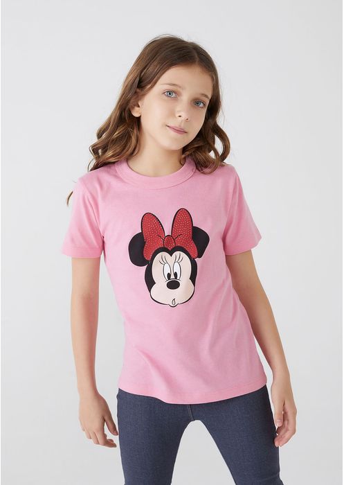 Camiseta Infantil Unissex Disney Minnie Estampada - Rosa Claro