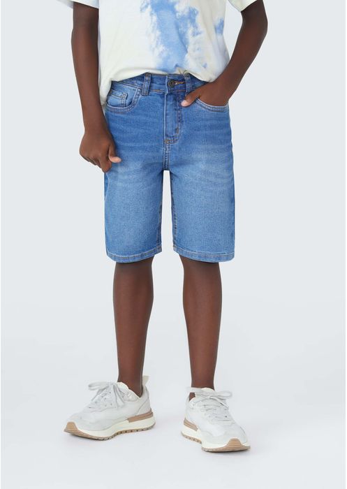 Bermuda Jeans Infantil Menino Com Elastano - Azul Claro