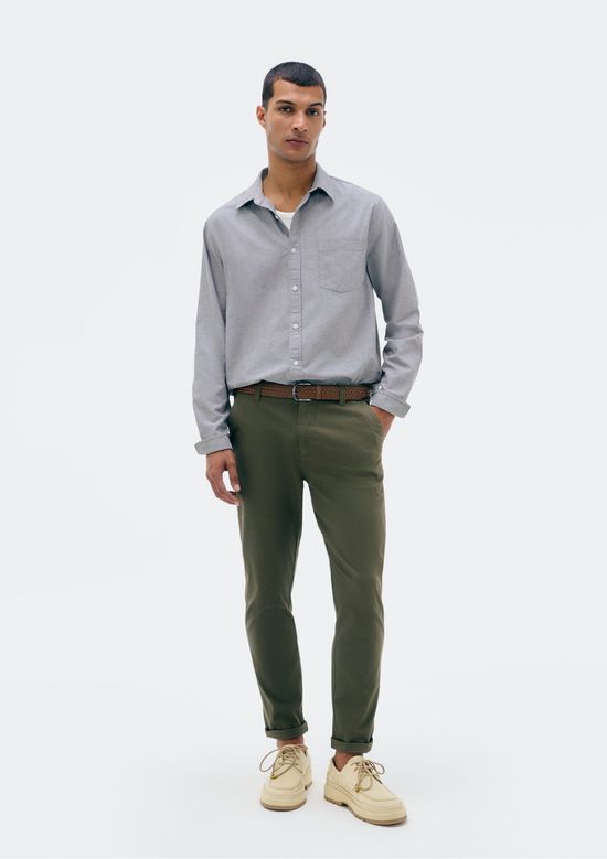 Foto do produto: Camisa Masculina Manga Longa Oxford - Cinza