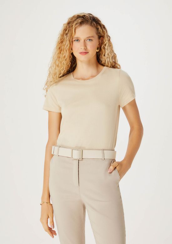 Foto do produto: Camiseta Básica Feminina Slim World - Bege