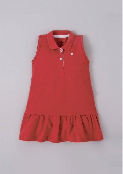 Vestido Infantil Menina Gola Polo Hering Kids - Vermelho