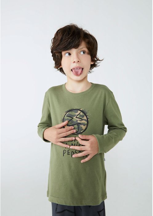 Pijama Infantil Menino Longo Estampado - Verde Médio