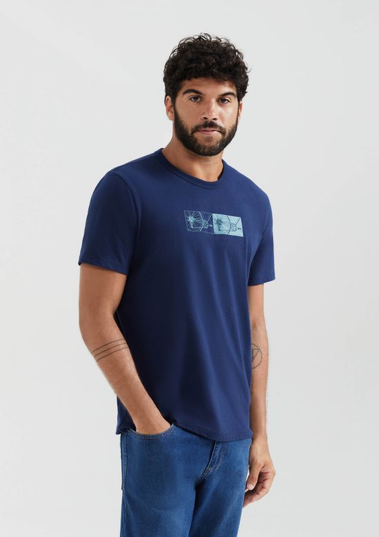 Foto do produto: Camiseta Masculina Manga Curta Com Estampa - Azul