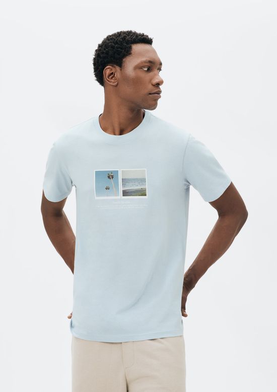Foto do produto: Camiseta Masculina Manga Curta Com Estampa - Azul