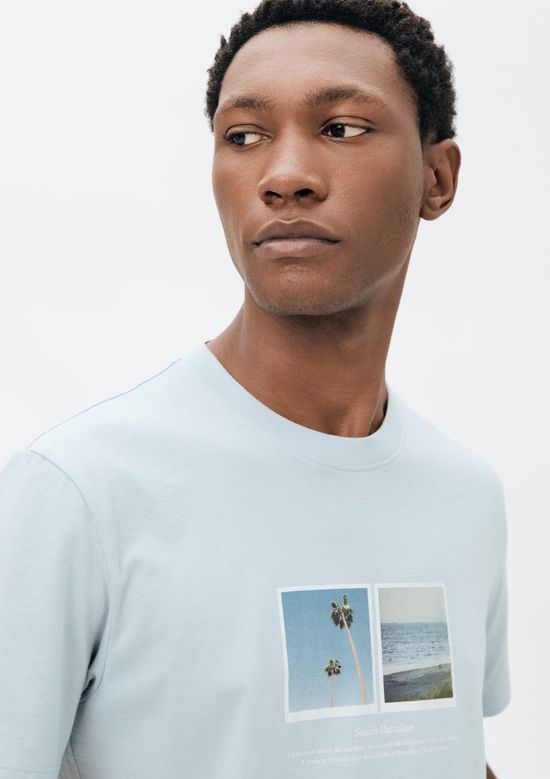 Foto do produto: Camiseta Masculina Manga Curta Com Estampa - Azul