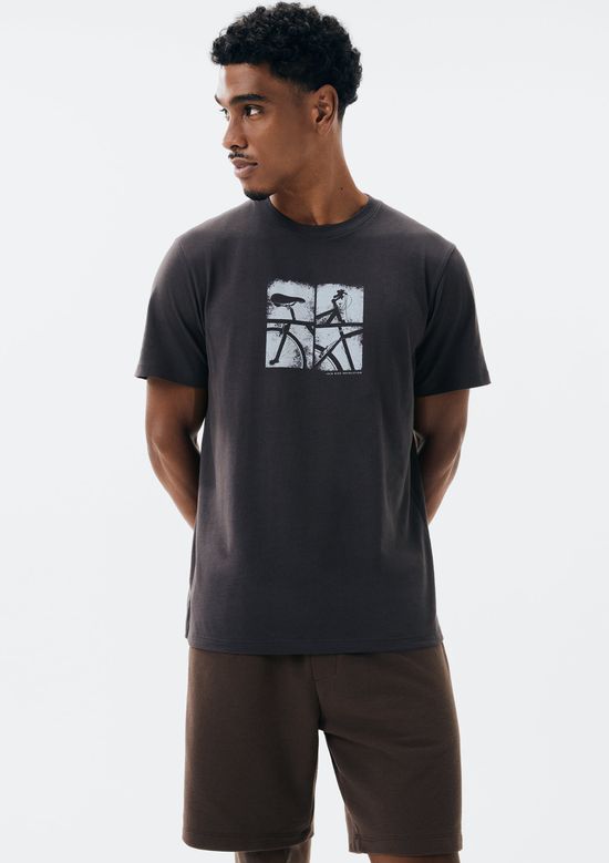Foto do produto: Camiseta Masculina Manga Curta Com Estampa - Cinza