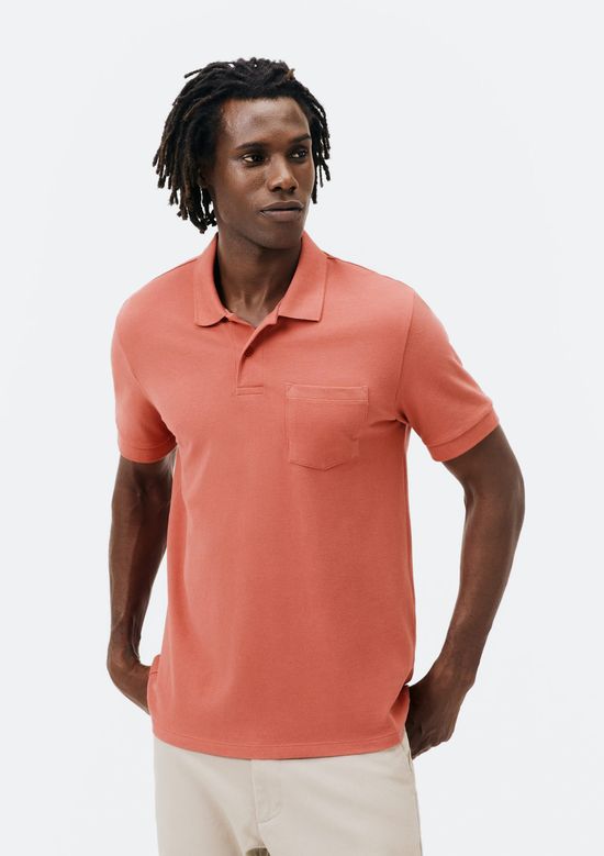 Foto do produto: Camisa Polo Básica Masculina Em Piquet Com Bolso - Vermelho