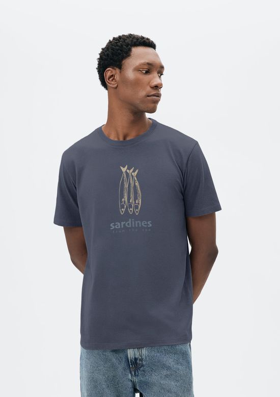 Foto do produto: Camiseta Masculina Manga Curta Com Estampa - Azul
