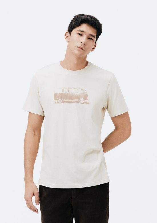 Foto do produto: Camiseta Masculina Manga Curta Com Estampa - Creme