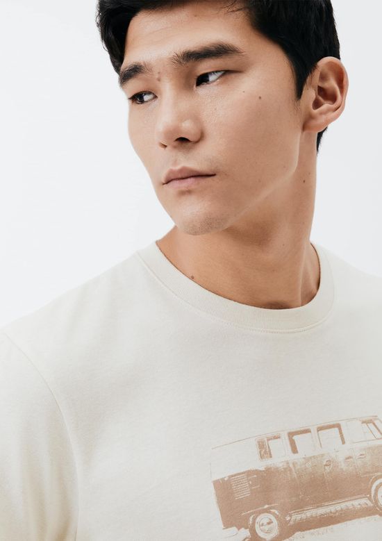 Foto do produto: Camiseta Masculina Manga Curta Com Estampa - Creme