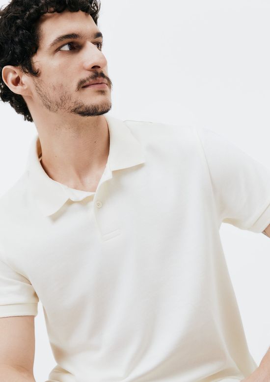 Foto do produto: Camisa Polo Básica Masculina Manga Curta Em Piquet - Off white
