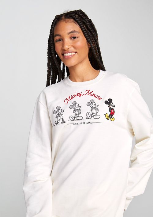 Blusão Unissex Comfort Com Bordado Mickey Mouse - Off White