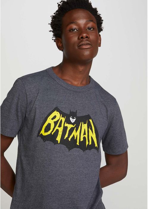 Camiseta Unissex Regular Em Malha Batman - Cinza