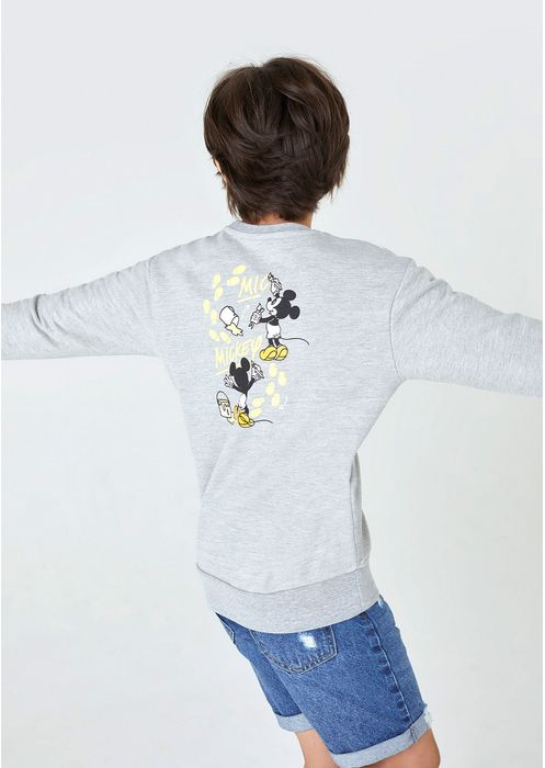 Blusão Infantil Unissex Em Moletom Comfort Mickey Mouse - Cinza