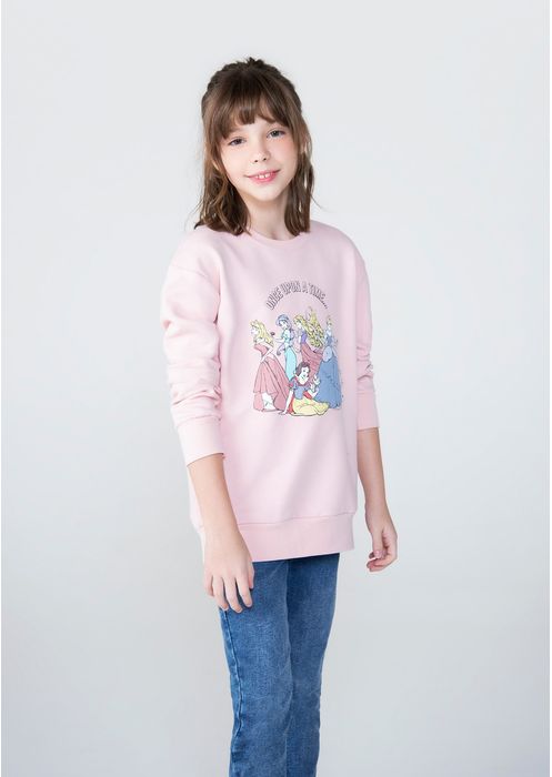 Blusão Infantil Unissex Em Moletom Comfort Disney - Rosa