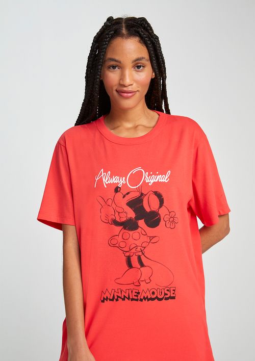 Camiseta Unissex Regular Em Malha Minnie - Vermelho