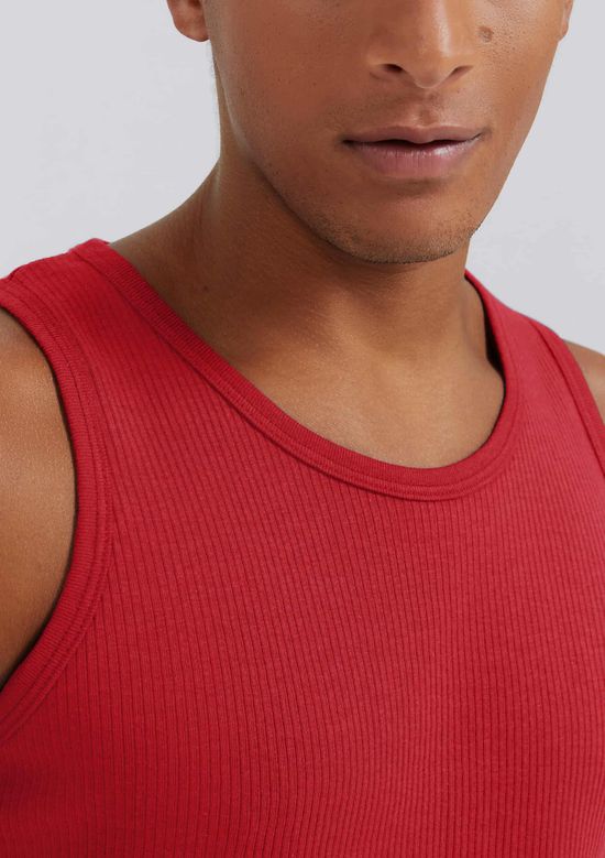 Foto do produto: Regata Básica Masculina Slim Em Ribana Canelada - Vermelho