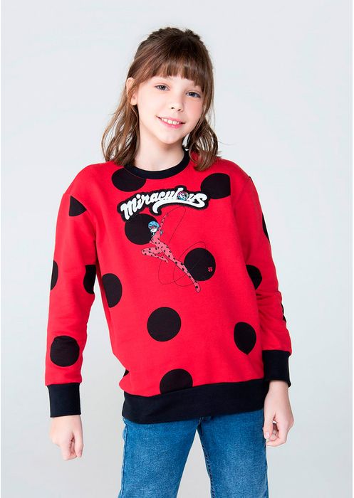 Blusão Infantil Unissex Em Moletom Comfort Ladybug - Vermelho