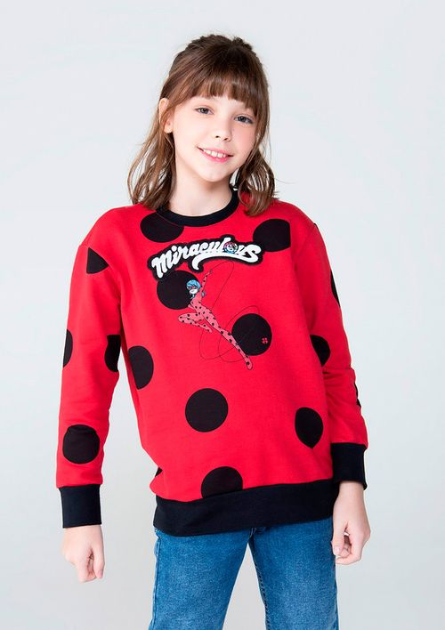 Blusão Infantil Unissex Em Moletom Comfort Ladybug - Vermelho