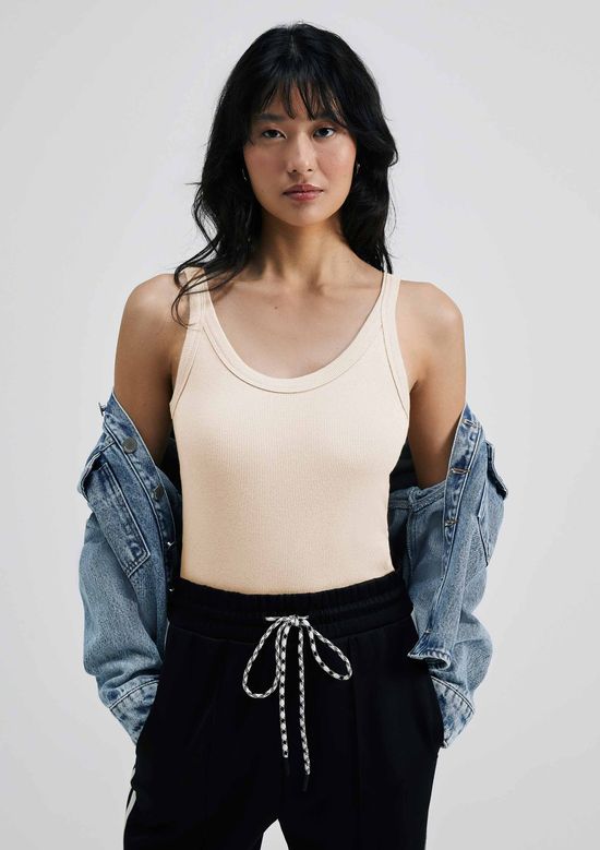Foto do produto: Regata Básica Feminina Slim Rib - Creme