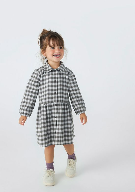 Foto do produto: Vestido Camisa Infantil Toddler Em Xadrez - Cinza