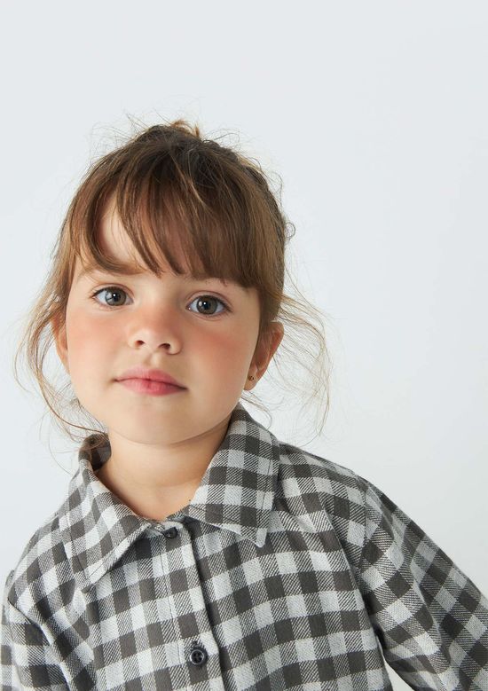 Foto do produto: Vestido Camisa Infantil Toddler Em Xadrez - Cinza