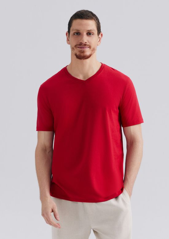 Foto do produto: Camiseta Básica Masculina Manga Curta Decote V World - Vermelho