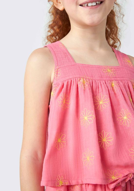 Foto do produto: Regata Infantil Menina Com Bordados - Rosa