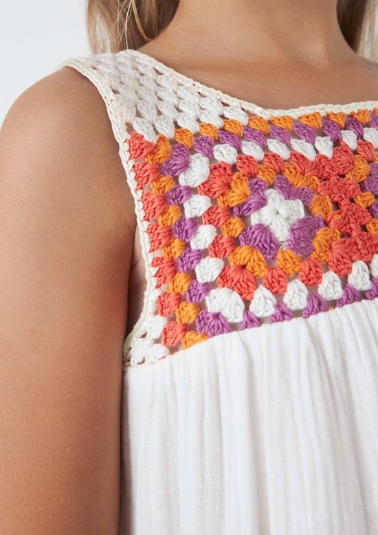 Foto do produto: Vestido Midi Infantil Com Babados Em Tecido - Off white