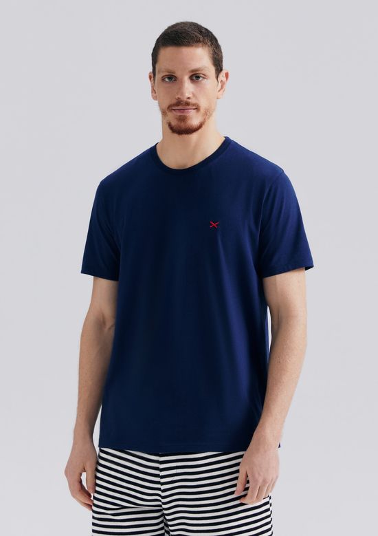 Foto do produto: Camiseta Básica Masculina World Com Bordado - Azul