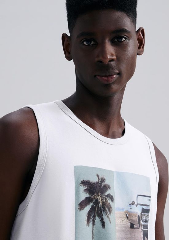 Foto do produto: Regata Básica Masculina Regular Com Estampa - Branco
