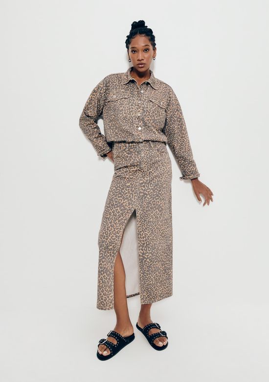 Foto do produto: Saia Longa De Sarja Animal Print  - Marrom