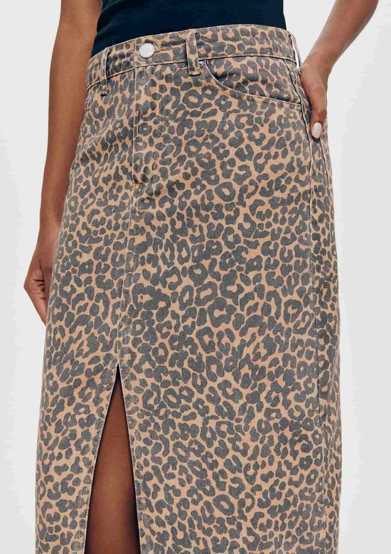 Foto do produto: Saia Longa De Sarja Animal Print  - Marrom