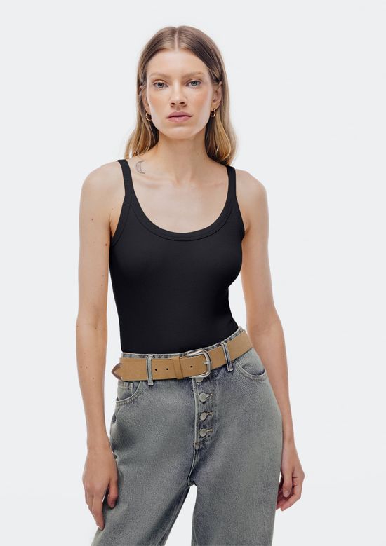 Foto do produto: Regata Decote U Em Ribana - Preto