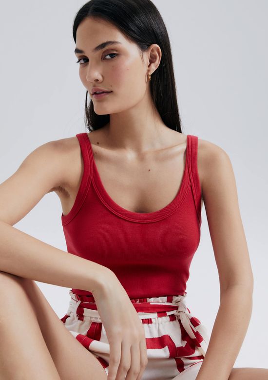 Foto do produto: Regata Básica Feminina Slim Rib - Vermelho