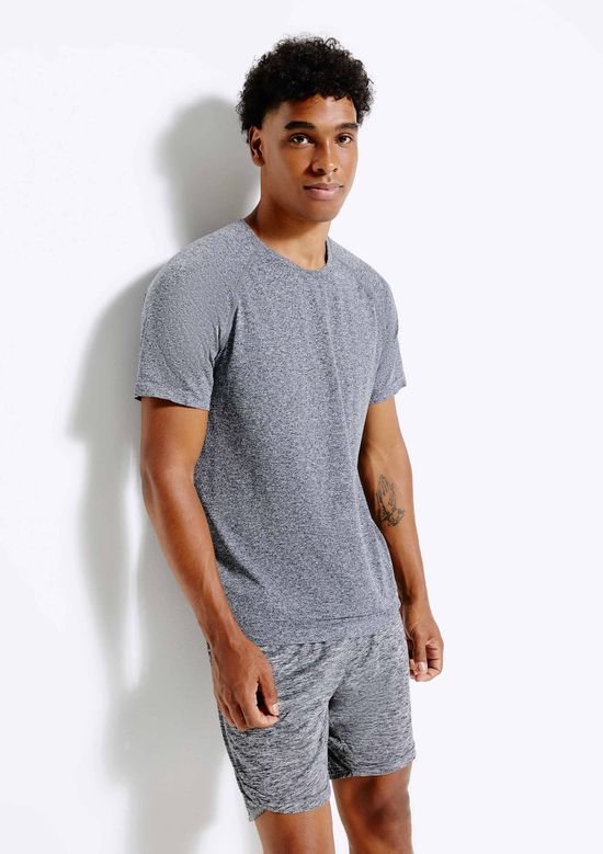 Foto do produto: Camiseta Esportiva Masculina Raglan Mescla Secagem Rápida - Cinza