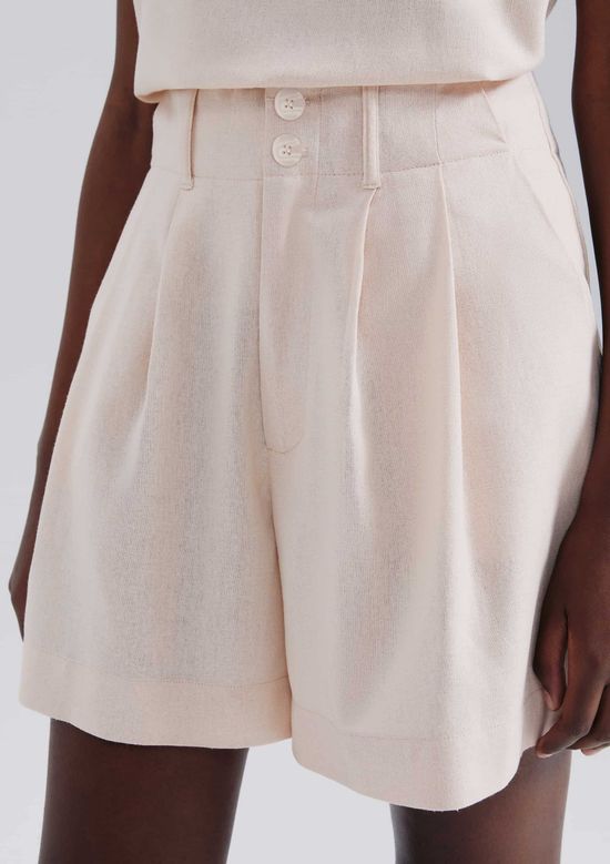 Foto do produto: Shorts Feminino Em Alfaiataria Com Linho - Nude