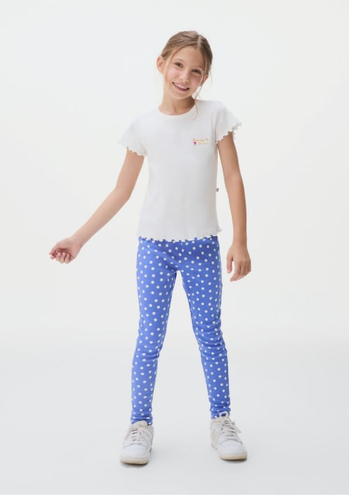 Foto do produto: Calça Legging Infantil Menina Estampada Em Ribana - Azul
