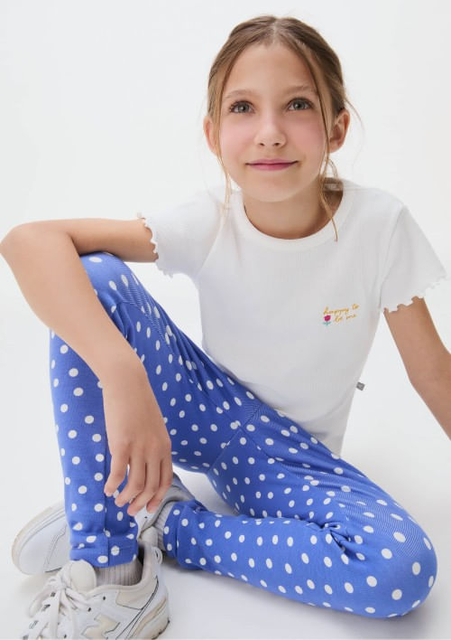 Foto do produto: Calça Legging Infantil Menina Estampada Em Ribana - Azul
