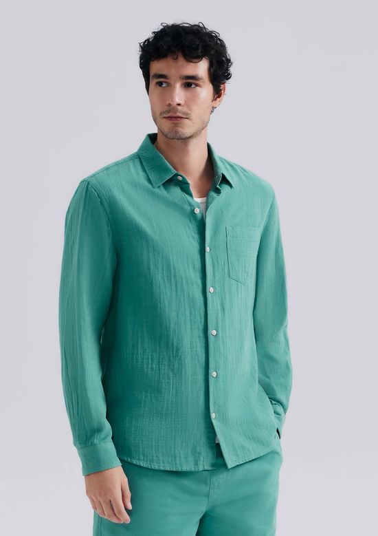 Foto do produto: Camisa Masculina Manga Longa Texturizada - Verde